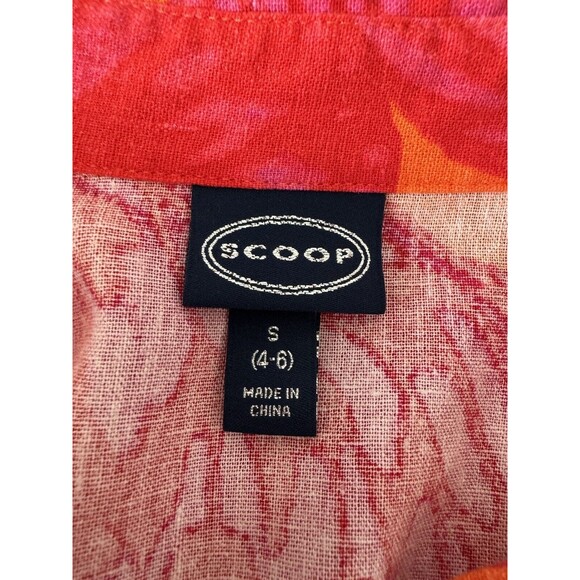 Scoop Women's Button Down Shirt Long Sleeve Linen Blend Size S Red Orange EUC - Picture 4 of 6